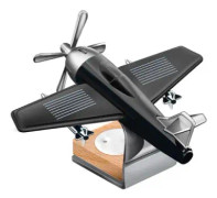 Sunshine Turnable Solar Flygplan Bil Parfym Dekoration Kul?? Bildekoration Inredningsdekoration Leksak Skrivbordsdekoration 1st (svart)
