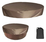 MINKUROW Vattentätt Runt Spa-Täck, Utomhus Hot Tub Täck, Vattentätt Spa-Täck, UV-Resistent Vindtät Badkar Täck för Simbassäng Brun 210×30cm