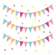 Jute Multicolor Triangel Flaggor, 36 Utomhus, Vimpel Flaggbanderoll Ceremoni Bröllop Födelsedag (4m/varje Vimpel)