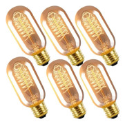 [6 stycken] T45 Edison glödlampa 40W spiral retro volfram filament lam