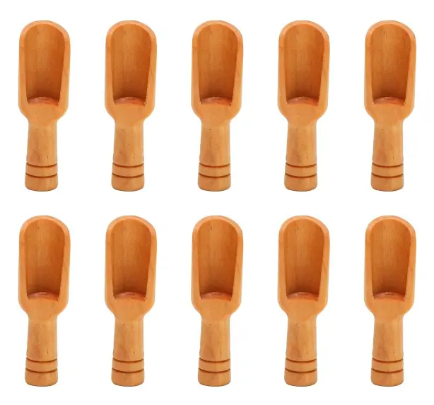 10 st Trä Mini Skedar Salt Socker Kaffe Skedar Kök Matlagning Verktyg