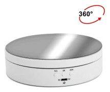 360 graders elektrisk roterande skivspelare, automatisk roterande plattform, displaybord (vit)