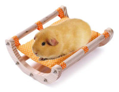 Tillbehör till marsvinsbur för hamstersäng och leksaker Söt trähängmatta gömställe Mjuk varm bomull Hemtillbehör storlek L