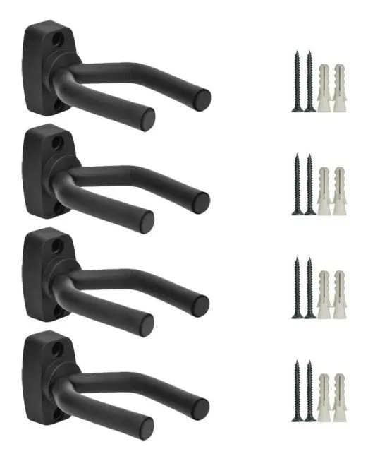 4-pack gitarrväggfäste svart gitarrhängare väggkrok