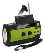 Nödväderradio, solcellsdriven vevradio, bärbar NOAA-väderradio med ficklampa och rörelsesensorlampa, mobiltelefonladdare, SOS-larm