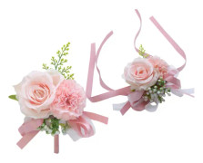 (Rosa) 2-pack 3-tums konstgjorda corsage med handgjorda sidenrosor och öglor, bröllops corsage för män, rosen corsage för bröllop baler.