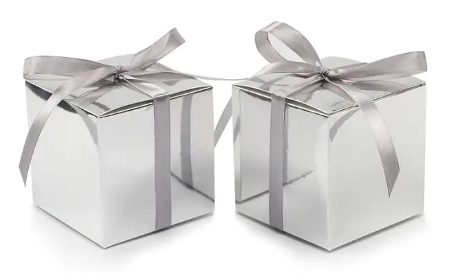 50 st små presentaskar, presentaskar 7,6*7,6 cm papperspresentaskar med band