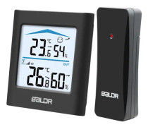 Trådlös väderstation med utomhussensor, digital termometer och hygrometer för inomhus- och utomhustemperatur, justerbar bakgrundsbelysning (svart) black