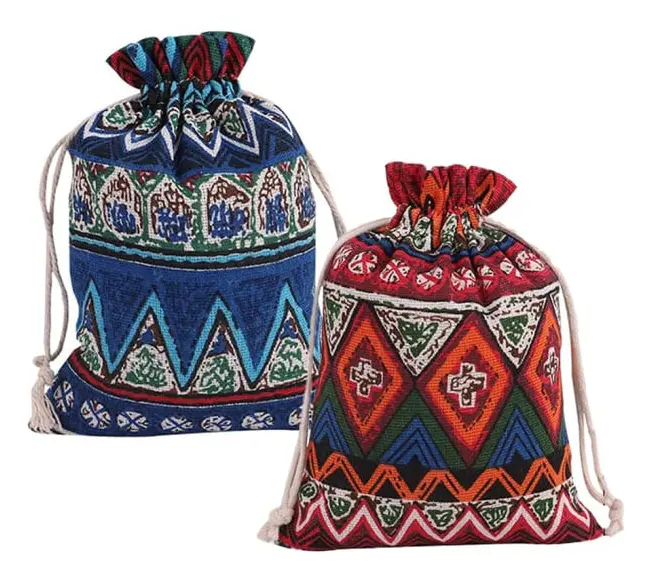 Bomullssnöre Dragkedja Organizer Fickor (Röd, Blå) 20 Pack