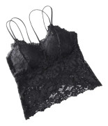 Spets Crop Cami Toppar Bralette Ärmlös Pilgrimsmussla Fåll Solid
