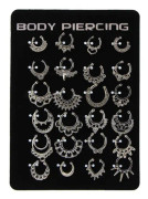 24 st Falska Näsringar Hoop Falsk Läpp Öra Näs Septum Ring Silver