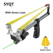 Högprecision teleskopisk power katapult gummibälte med röd laser rostfritt stål utomhus jakt leksak Läderpaket (FMY)