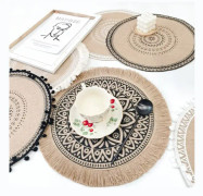 2 st runda broderade bordsunderlägg halkfria värmeisoleringsmattor kaffekoppmattor