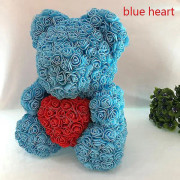 2024 40cm Nallebjörn Ros Hjärta Nallebjörn Konstgjord Blomma Alla Hjärtans Dag Present blue heart