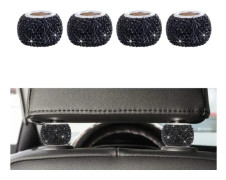 4-pack bilhuvudstöd kragar, bilhuvudstöd kragar ringar dekor bling kristall diamant (svart) Black