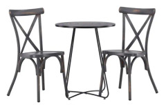 Bacong trädgård set bord, 2 stolar svart,mörkgrå.