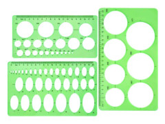 3-pack rund oval ritningsmall i plast