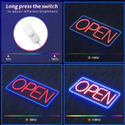 Neon LED Öppen Neonbokstav Väggkonst Öppen Ljusskylt USB Dimbar N