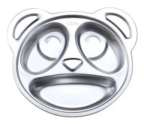 Toddler tallrik Grid Design Splittringsbeständig rostfritt stål Baby Cartoon Skål Bestick för dagis 1st