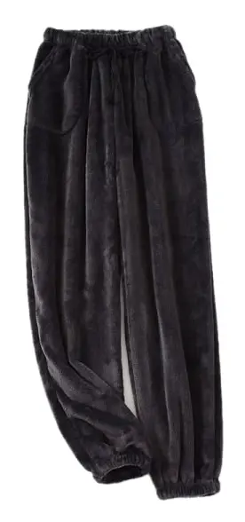 Plyschpyjamasbyxor f?r m?n, varma byxor med fickor Dark Grey XL Cherry
