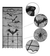 2 st Halloween-gardiner Spindelnät Fladdermöss Halloween Fönstergardiner