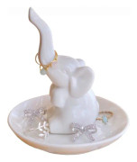 Present till kvinnor Silver Elephant Ringhållare, Ring Prydnadsfat för Smyckeshållare, Elefantgåva för Rolig Alla hjärtans dag Jul Bröllop Födelsedagspresent