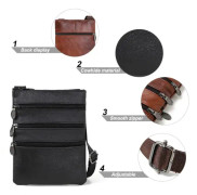 CDQ Multi Zipper Pocket Crossbody-väska med rem, lätt