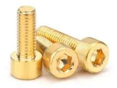Mässingsskruvar med sockelhuvud, guld, cylindriskt huvud