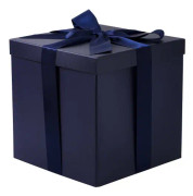 Mellanstor presentförpackning med lock, band och silkespapper, hopfällbar presentask - 1 st, 22 cm * 22 cm * 18 cm, marinblå