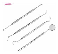 Tandmedicinsk set om 4, scaler i rostfritt stål, dentalinstrument