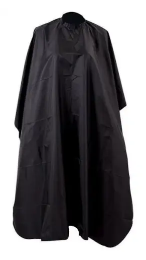 Överdimensionerad cape med justerbar snäppstängning, vattentät kappa för män, kvinnor och barn - perfekt för frisörer - svart