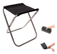 Liten bärbar hopfällbar pall (silver), ultralätt fällbar stol, liten aluminium campingstol, lämplig för resor, vandring, fiske, grillning