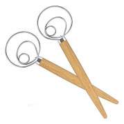 2-pack danska degsvispar 13,5” Degsvisp i rostfritt stål i holländsk stil Brödsvisp med trähandtag Dansk visp för bröd, smet, kaka, bakverk