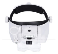 Huvudmonterad förstoringsglas med LED-ljus, uppladdningsbart pannband förstoringsglas, huvudmonterat förstoringsglas med 6 avtagbara linser, handsfree förstoringsglas för juvelerare lupp, hantverk, reparation
