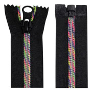 2-pack 80 cm Avtagbara Spiralblixtlås - Regnbågsfärgad Nylonnät