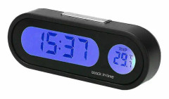2 i 1 LCD digital bil elektronisk led tidklocka termometer med bakgrundsbelysning svart