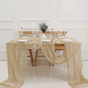 Champagne Cheesecloth Bordslöpare: 90*180cm Rustik Gasväv Boho Bröllop