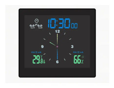 Vattentät tyst klocka badrum elektronisk väggklocka temperatur och fuktighetsklocka med sugkopp kök fuktbeständig timer 11.8x10.5x3.5cm black