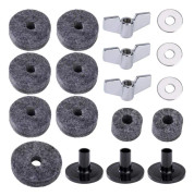 Tillbehör Ersättningssats Hi-Hat Clutch Cup Filtdyna Plasthylsor Vingmuttrar och metallbrickor 18 st Grå