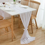 Chiffonglöpare för bord, 72*304cm, Vit Bröllopsborddekoration