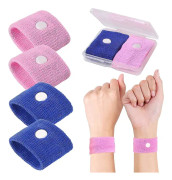2 par resebands för barn mot åksjuka, anti-illamående armband, bilsjukeband (rosa+blå)