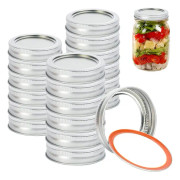 48 st Mason Jar Lock Standard Munstycke 70mm, Burklock med Silikon Tätningsring, Passar Mason Ball Kerr Burkar, Läckagesäker för Mat Sylt Juice Dryck