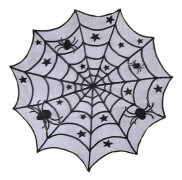 2 st Halloween-festduk i svart spets med spindelnät, Storlek: 102x102cm