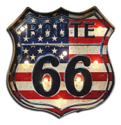 Metall LED-skylt Dekorativ bar LED Metallväggljusskylt (Route 66)