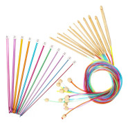Virka set 23 delar, 12P 3-10mm bambu stickningsnål med förlängt flätat rör
