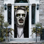 3D Halloween Nun Dörrklistermärken, Halloween Dekoration, 30 x 80 tum Realistisk Skrämmande Spöknunna Dörr