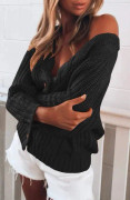 Button Down Cardigan-tröjor för kvinnor med kabelstickning framtill