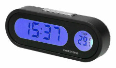 2 i 1 LCD digital bil elektronisk led tidklocka termometer med bakgrundsbelysning svart - Sfygv