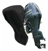 Marint motorbåtsskydd, utombordsskydd tillverkat av kraftigt 420D Oxford-tyg med PVC-beläggning, utombordsskydd kompatibelt med svart (20 *30HP, 165*137cm)