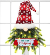 Julkrans för ytterdörr, Lighted Gnome Christmas Door Wre